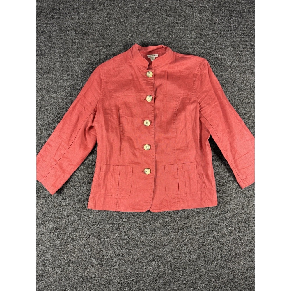 Cherokee Small Red Linen Button Up 3/4 Sleeve Shirt
